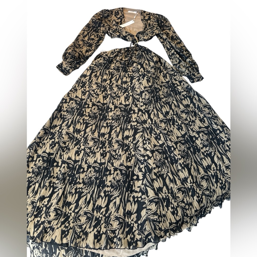 NWT JONATHAN SIMKHAI Priya Cutout Printed Chiffon Maxi Dress - Picture 5 of 14